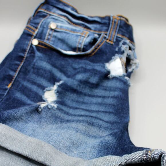 Kendall + Kylie Size 28 The Icon Cut Off Jean Extremely! Distressed Denim Shorts - Picture 7 of 11